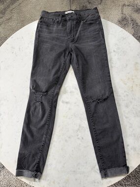 Madewell Black Distressed Ankle Crop Jeans